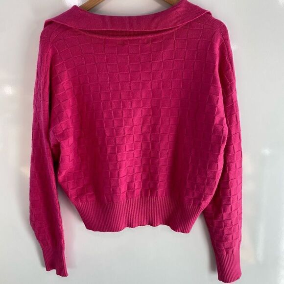 Sincerely Jules Women’s Pink Box Collared Knit Pullover Sweater Size Medium - Picture 5 of 6